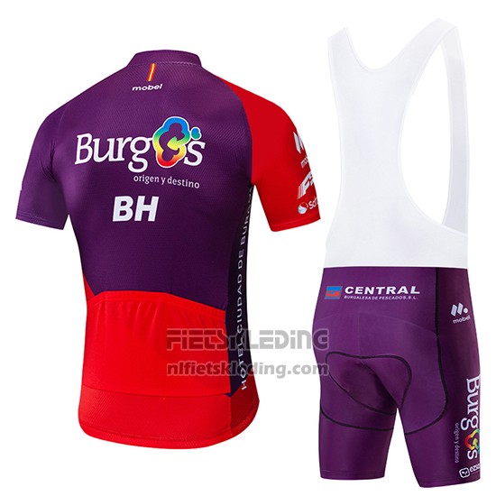 2019 Fietskleding Burgos BH Violet Rood Korte Mouwen en Koersbroek